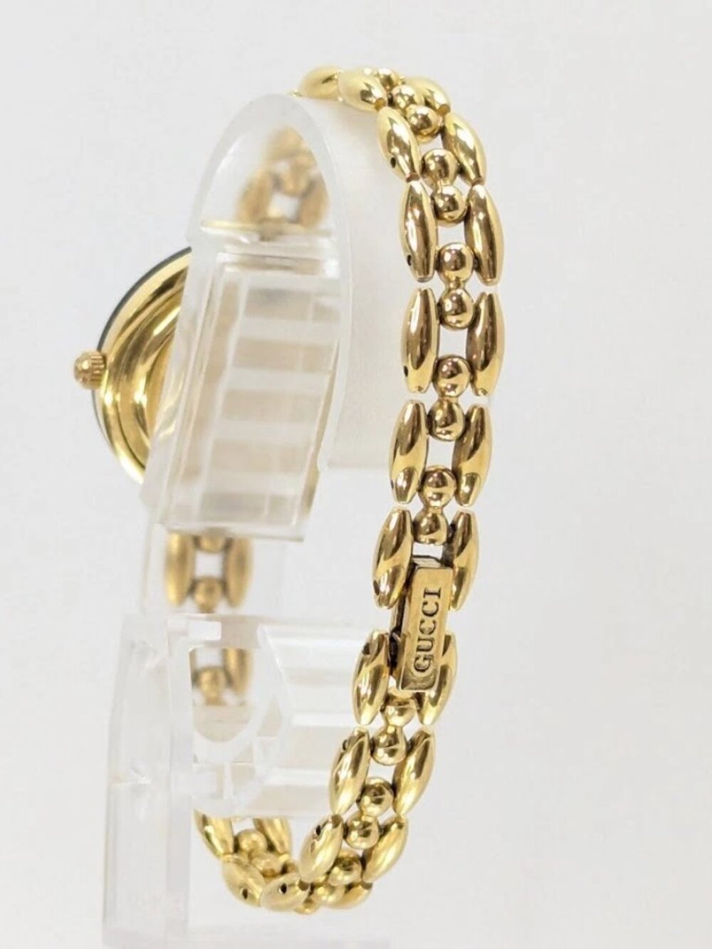 Authentic Vintage Gucci Gold Tone Bracelet Watch Enamel Bezel Women’s Swiss Made - Picture 14 of 15